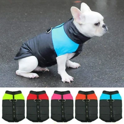 £3.99 • Buy Small Dog Winter Warm Coat Jacket Clothes Waterproof Zip Up With Harness Hole