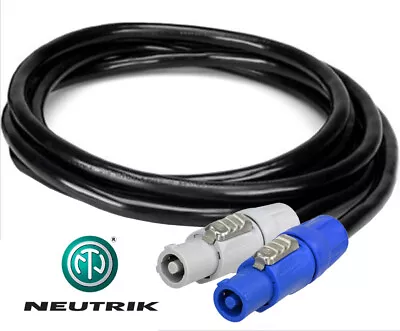 NEUTRIK POWER CORD STAGE LIGHTING PowerCON NAC3FCA To NAC3FCB 16 AWG 20A UL USA • $39.95