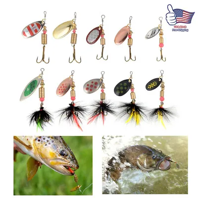 $10.99 • Buy 10x Spinner Crankbait Rooster Tail Bass Trout Fishing Lure Lot Gear Tackle Box