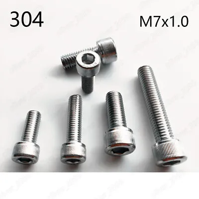 M7 304 Stainless Steel Hex Socket Bolts Cap Head Screw Thread Pitch 1.0 DIN912 • $66.26