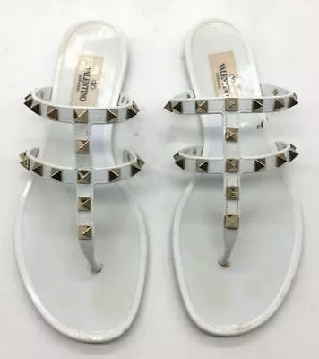 $453 Valentino Women's White Summer Rockstud Jelly Sandals Shoes Size 36/US 6 • £121.80