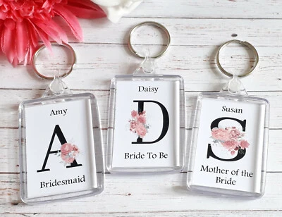 £1.25 • Buy Pink Floral Letter Bridal Party Keyring - Hen Party Favour - Wedding Favour