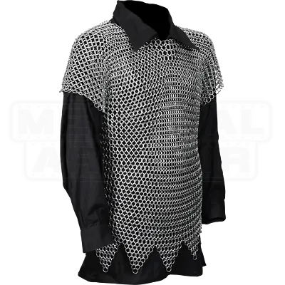 XXL Size Butted Aluminum Chain Mail Shirt Medieval Chain Mail Haubergeon Costume • £136.33