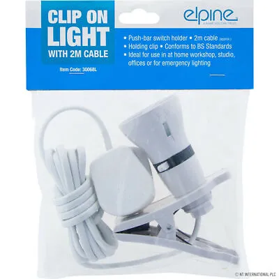 New Clip On Spot Light Holder Portable Flexible Bulb 2m Cable Home Office Studio • £3.99