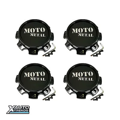 4 X Moto Metal DUALLY FRONT Wheel Center Cap Gloss Black 1079L199FMOGB-H47 • $156