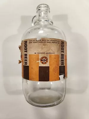 1960s Vintage Glass A & W Root Beer Half Gallon Jug With Paper Label  • $15