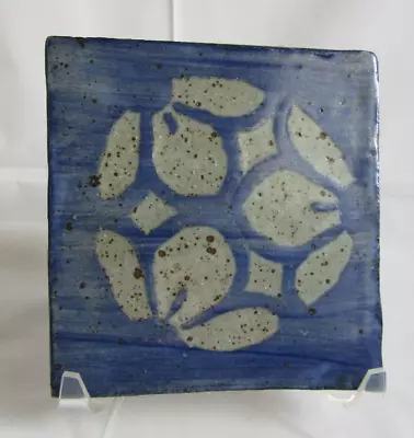 Vintage Studio Art Pottery  Blue And Gray 4  Square Sample Hanging Tile Signed • $12.34