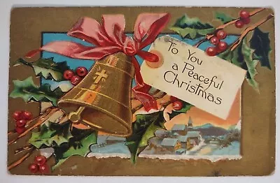 Vintage Christmas Postcard Embossed Gilt W21 • $5.95