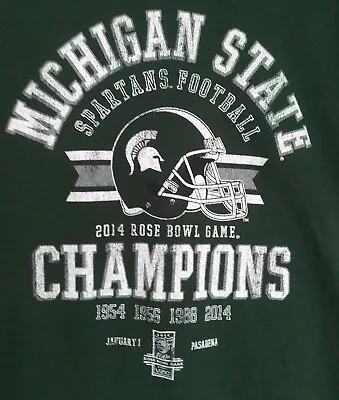 Michigan State Spartan Football 2014 Rose Bowl Champions T-Shirt Green Medium • $10