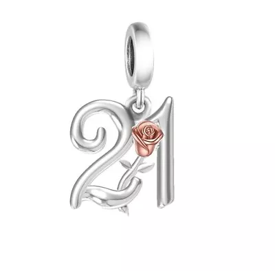 21st Birthday Celebration 925 Sterling Silver 21st Birthday Dangle Charm Bead • £17.99