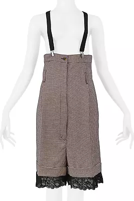 Vintage Jean Paul Gaultier Brown Check High Waisted Suspender Shorts • $1400