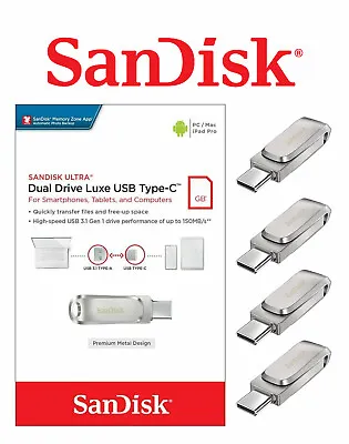 $18.95 • Buy Type-C USB SanDisk Ultra Luxe Dual Drive USB Flash Drive 32G 64G 128G 256G 512G