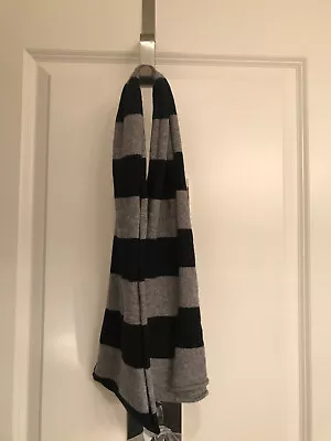 NWOT Michael Stars Cashmere Wool Striped Scarf In Grey And Black • $39.99