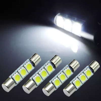 4x White LED Interior Light Lamp Bulbs For Car HID 3SMD 31mm Accessories Parts • $3.95