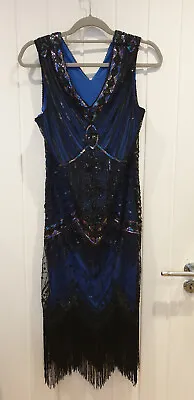 Ladies Sequined Party Or Occasion  Dress Charleston Style UK Small Size 6-8 • £29