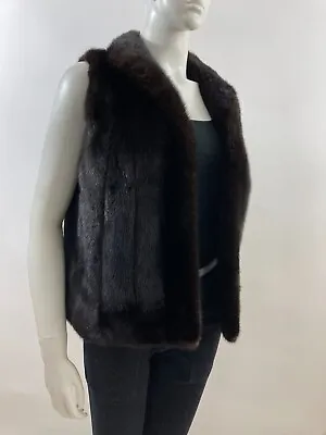 Sz S - Stunning & Bullock's Classic Dark Brown Mink Fur Vest Coat - Vintage Fur • $299.99