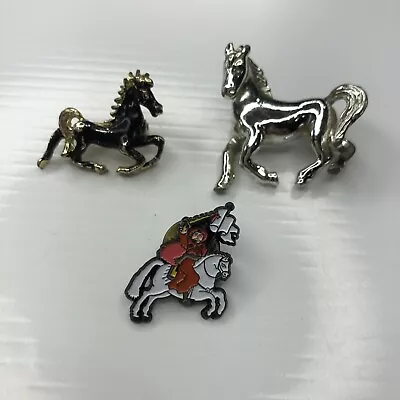 X Lot Retro Pins Brooches Silver Black Horses Mustang Stallions 70s Equestrian • $7.25