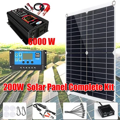 $40.47 • Buy 6000W Inverter &200W Solar Panel Kit Solar Power Generator Home 110V Grid System