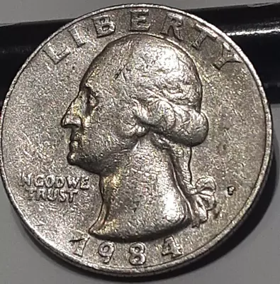 1984 P Washington Quarter ERROR Coin Has A FILLED IN MINT MARK  • $1