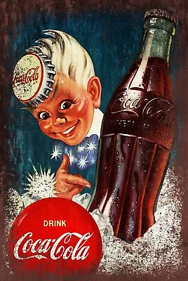 £3.50 • Buy Coca-Cola Bottle Boy Advert Aged Look Vintage Retro Style Metal Sign Plaque