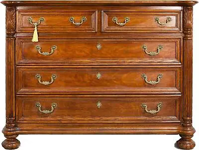 Vintage Acanthus Leaf Solid Wood 5 Drawer Dresser On Bun Feet • $1900