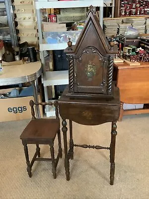 Vintage Antique Candlestick Telephone Wood Gossip Bench Chair Stand Desk Cabinet • $180