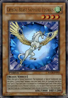 CRYSTAL BEAST SAPPHIRE PEGASUS FOTB-EN007 1ST ED ULTRA RARE HP CREASE YuGiOh • £2.29