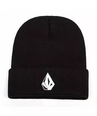 VOLCOM Black Knit Embroidered Beanie Hat  Skate  OS  NEW • $8.99