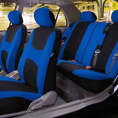 Car Seat Covers Blue Full Set For Auto W/Steering Wheel/Belt Pad/4Head Rest • $27.54