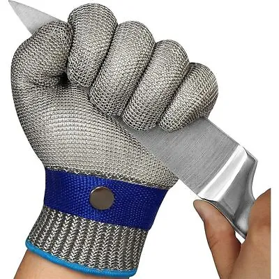 Cut Proof Stab Resistant Butcher Safety Gloves Stainless Steel Wire Metal Mesh • £8.87