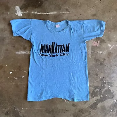 1970s VINTAGE 70s MANHATTAN NEW YORK CITY NYC SOUVENIR T-SHIRT MEN SZ S • $70