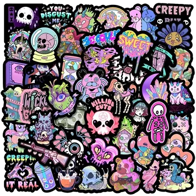 UK 50 Horror Black And Purple Cartoon Gothic Sticker Bomb Laptop Vinyl Decal NEW • £4.33