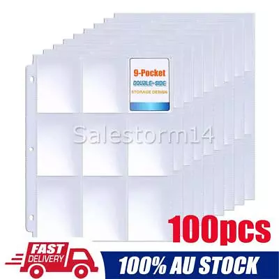 100pcs Sheet Double-side Trading Card Sleeve 9-Pocket Storage Card Sleeves New • $26.98