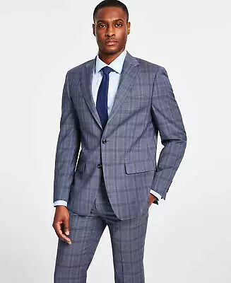 Calvin Klein Mens Slim Fit Wool Stretch Suit Jacket Grey Blue 38R • $69.69