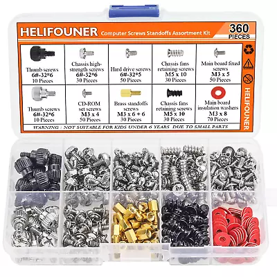 PC Computer Screws Standoffs Set Kit 360 Pieces Hard Drive Motherboard Case Fan • $13.01