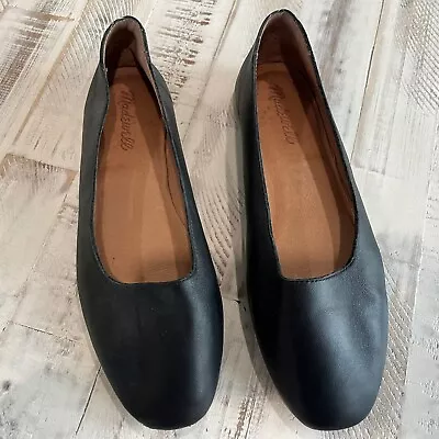 Madewell The Cory Flat  Leather True Black Ballet Shoes Women's 8.5 ~ EUC • $39.99