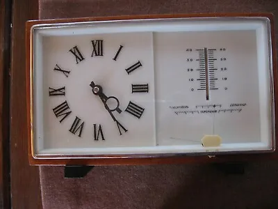 Vintade Russian USSR Wooden Mayak Majak Desk Clock Termometer Barometer • $42