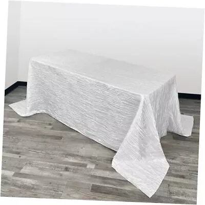  - 90 X 132 Inch Rectangular Crinkle Taffeta Tablecloth - 90 X132  (6Ft) White • $48.08