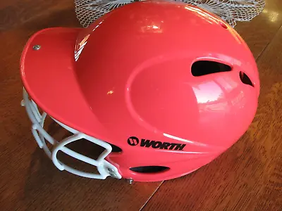 WORTH Low Profile Pink Softball Batting Helmet W/ Face Guard 6-1/8-6-7/8 LPTB1 • $13.96