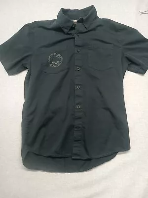 Harley Davidson Button Up Shirt  Mens Size Medium Black Motorcycle Mechanic FADE • $20.50