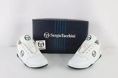 NOS Vintage 90s Sergio Tacchini Mens 7 Spell Out Leather Sneakers Shoes White • $110.46