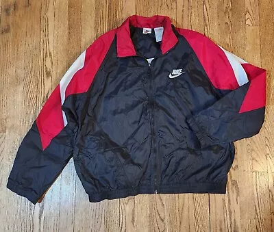 Mens Vintage 90s Nike Windbreaker  Red Black White Large • $11.50