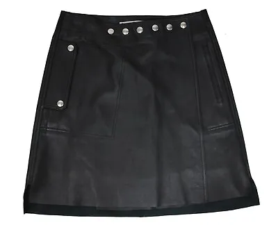 Acne Studios Womens Shiryn Mini Skirt Size 36 Black Nappa Leather Snap Closure  • $324.99