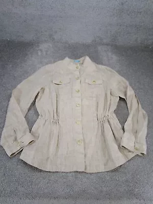 J. Mclaughlin Shirt Womens Xl Button Up Beige Linen Long Sleeve • $19.99