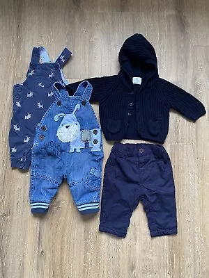 NEXT Baby Boy 0-3 Months Bundle - Dungarees Chinos Hooded Cardigan • £5.99