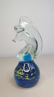 Signed Heavy Medina Glass Sea And Sand Paperweight Sea Horse Mid Century  • £15