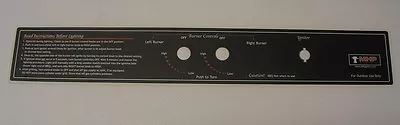 MHP Grill WNK Control Panel Label Electronic Rotary Igniter 20-7/8  X 3-1/8  New • $18.99