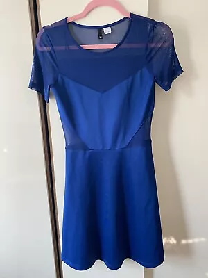 Women’s Electric Blue Mesh Insert Dress Size 10 • £5