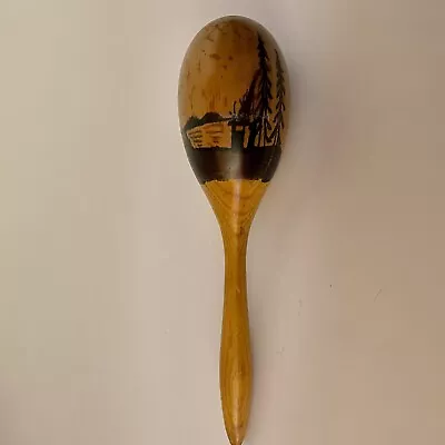 Vintage Hand Painted Wooden Maraca Percussion With Lake Scenery (1 Maraca) • $14.99