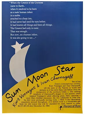 Kurt Vonnegut  Sun Moon Stars  Christmas Nativity 1980 New Yorker Ad 8x10.5  • $14.95